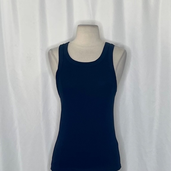 NWT!! J. CREW Perfect Fit High Neck Tank Top Solid Navy Blue Nautical Small - Picture 4 of 15